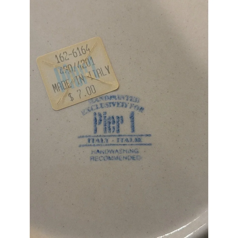 Set of 4 Vintage Pier 1 Italy Handpainted Olive Branch Dinner Plates